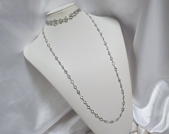 Long crystal necklace diamond Clear in silver(rhodium) or gold. 72 inches Long! Over the Head Fit!