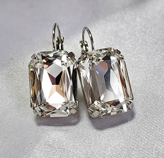 Octagonal Crystal Drop Earrings: Anna Wintour Style (18mm X 13mm