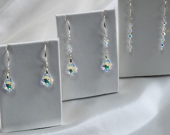 Boucles d'oreilles en argent sterling avec cristaux Swarovski. Choisissez et économisez !