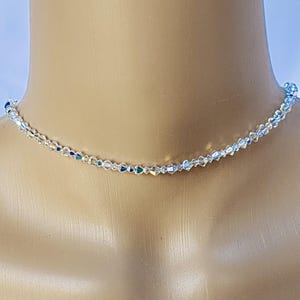 Minimalist Swarovski Crystal Necklace. Aurora Borealis Sparkle! Choose your length!
