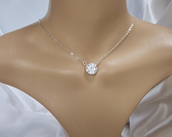 One World Crystal Unity Necklace. Sterling Silver. Simulated
