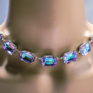 Vitrail Light Crystal Necklace: Aurora Borealis Lavender Blue