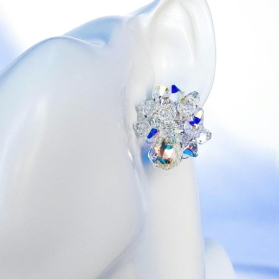 Swarovski Crystal Clip-on Aurora Borealis Cluster