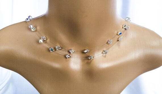 Floating swarovski crystal necklace cheap
