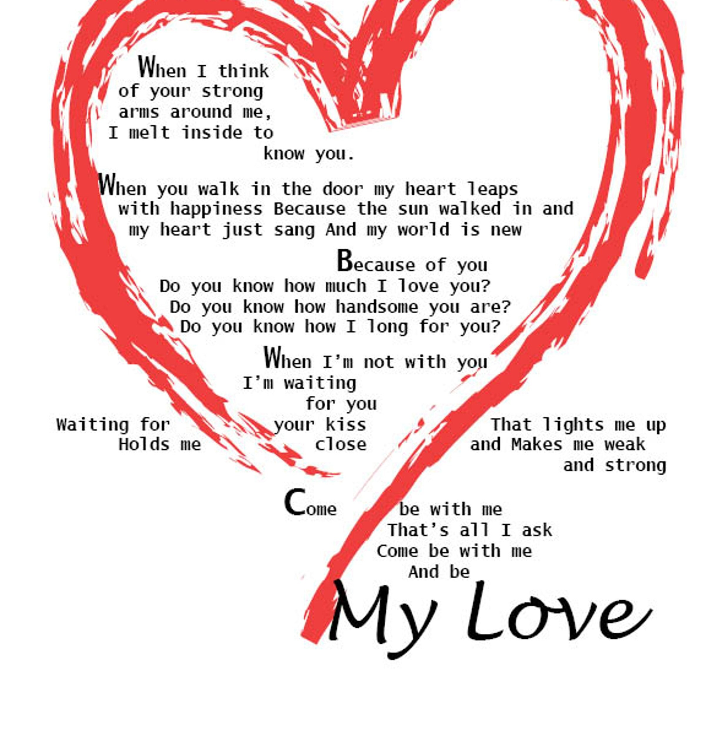 My Love Poetry for Him Print 8 X 10. Digital Download. Gift , your love 