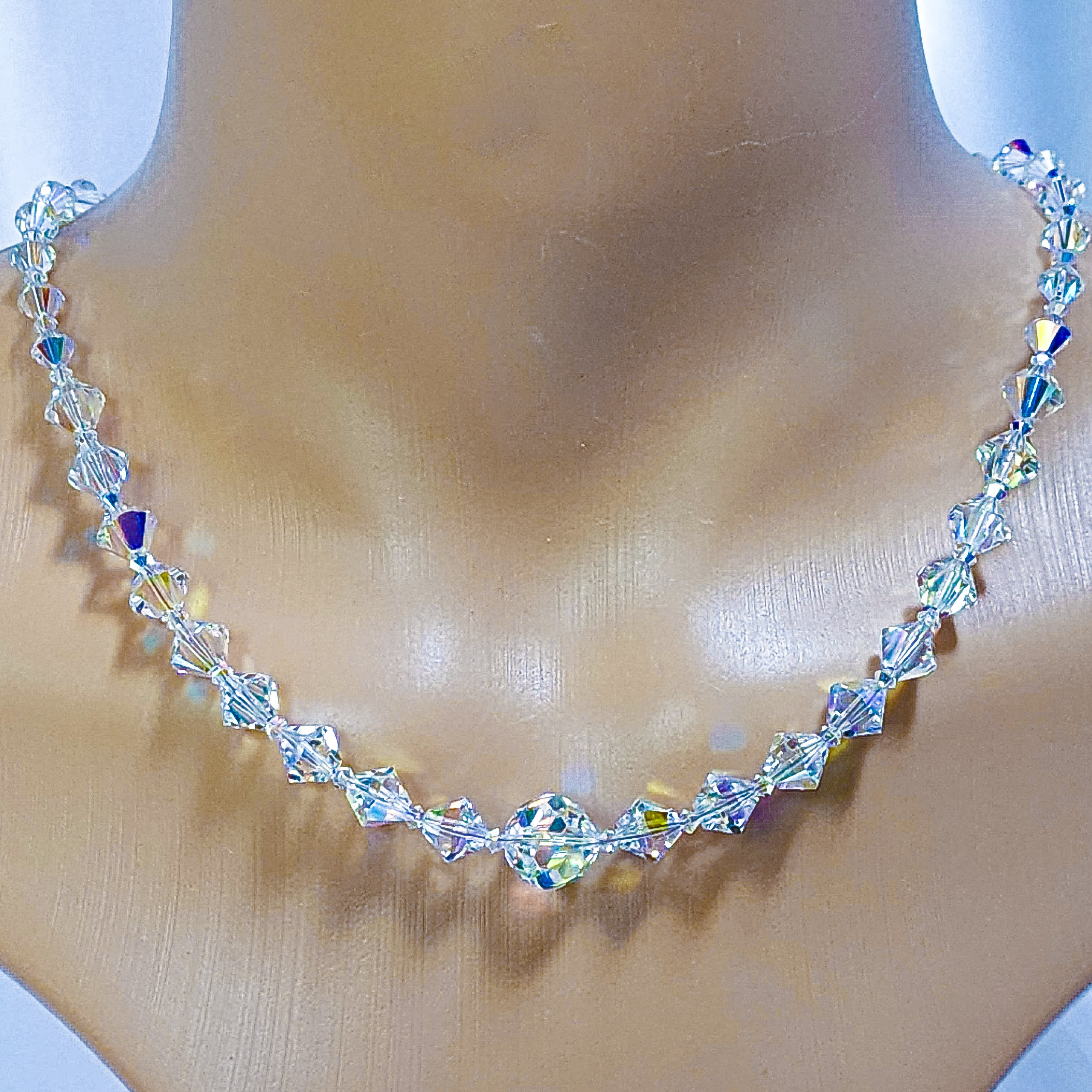 Geometric Swarovski Aurora Borealis Crystal Necklace