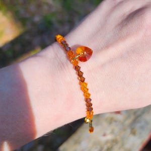 Cleveland Browns Crystal Heart Bracelet. Charm Bracelet