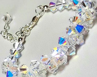 Swarovski Crystal Beaded Bracelet: Custom Wedding Jewelry