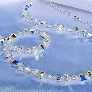 Geometric Swarovski AB Crystal Necklace