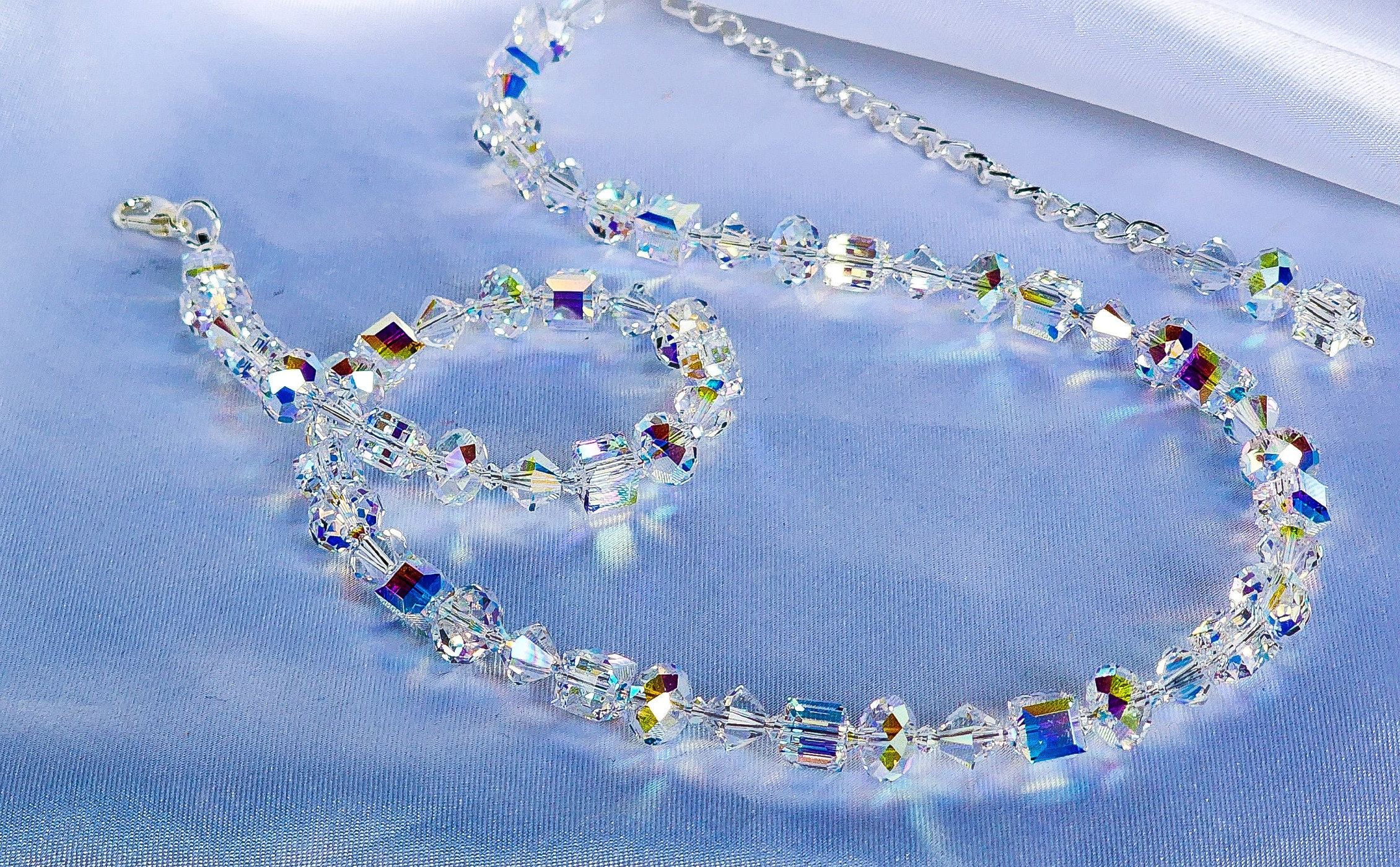 Geometric Swarovski AB Crystal Necklace - Etsy