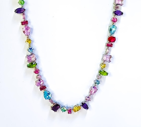 1950s Leru Floral Rhinestone Necklace