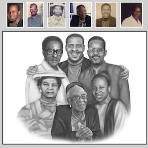 Custom Hand-Drawn Pencil Portrait, Combine Multiple Photos, Perfect for Family Sketches, Photo to Pencil Drawing.