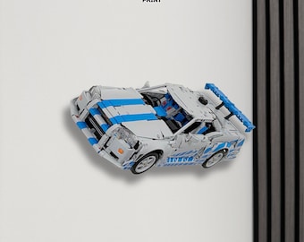 Wall Mount for LEGO Technic Nissan Skyline GT-R R34 (42210) – Horizontal