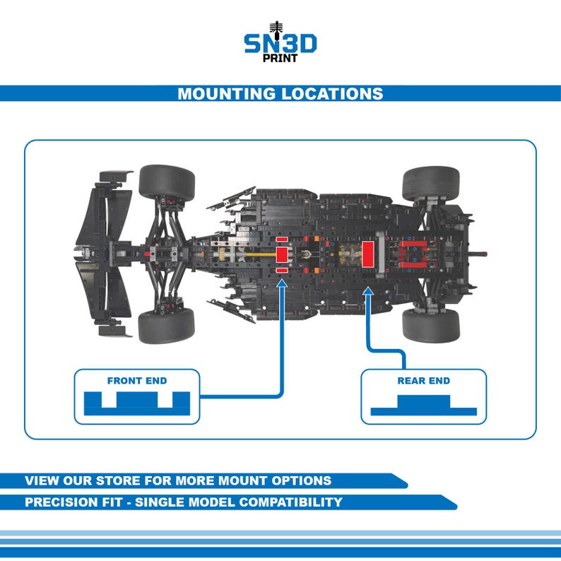 Horizontal Wall Mount for LEGO Technic Mercedes-AMG Formula 1 Race Car(42171) image 3