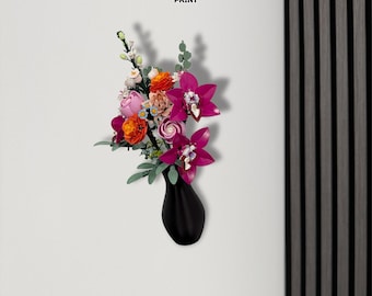 Wall Mount Vase for LEGO Botanical Flower Sets - Hourglass Vase - Compatible Wall Display Decor