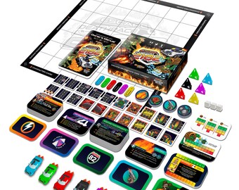 Board game for fans and collectors. Escape Deathrace 2182 "Micro" LS Edition. Tile Placing, Dungeon Crawl, Race Car, Sci-Fi/Fantasy.