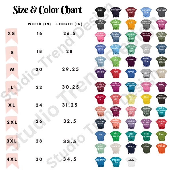 Gildan G640 Color Chart Etsy