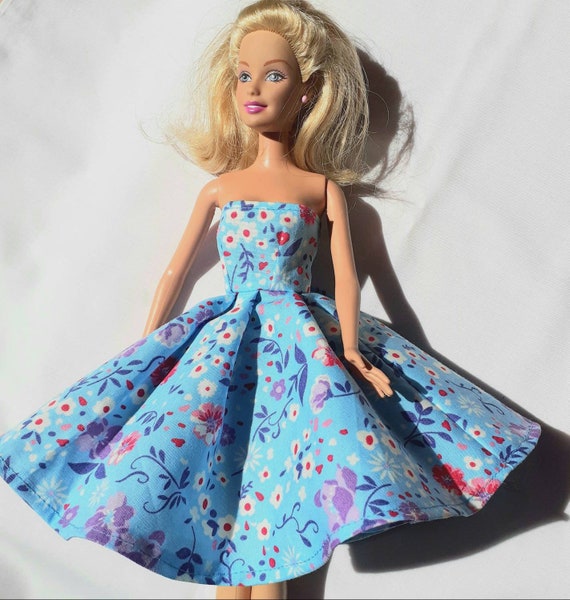 50s style Circle Skirt Doll Dress in Floral Blue Etsy Australia