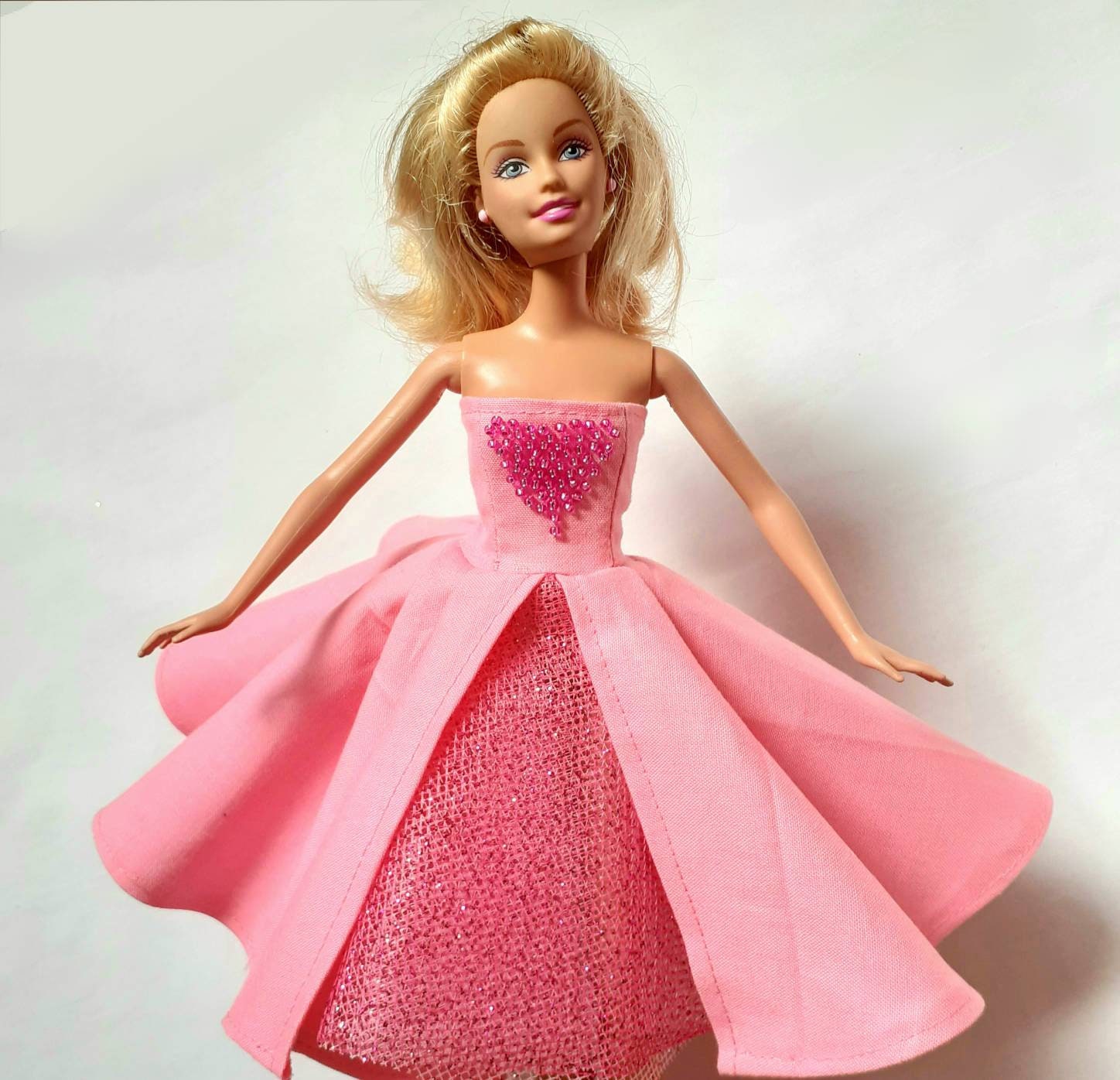 Luxury Barbie Doll Princess Dress in Candy Pink With Glitter