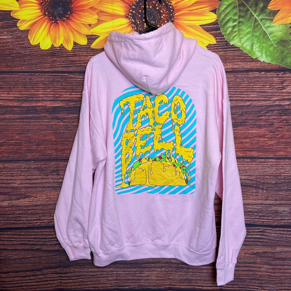 TacoBell Logo Dripping Nacho Cheese Graphic Pink Hoodie | Etsy