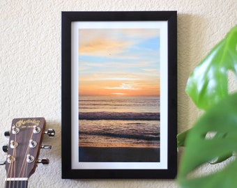 encinitas beach sunset, san diego california | framed fine art photography, landscape, beach photography, wall decor, home art decor, ocean
