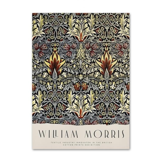 William Morris Cotton Prints Exhibition Royal Leaves Canvas Etsy