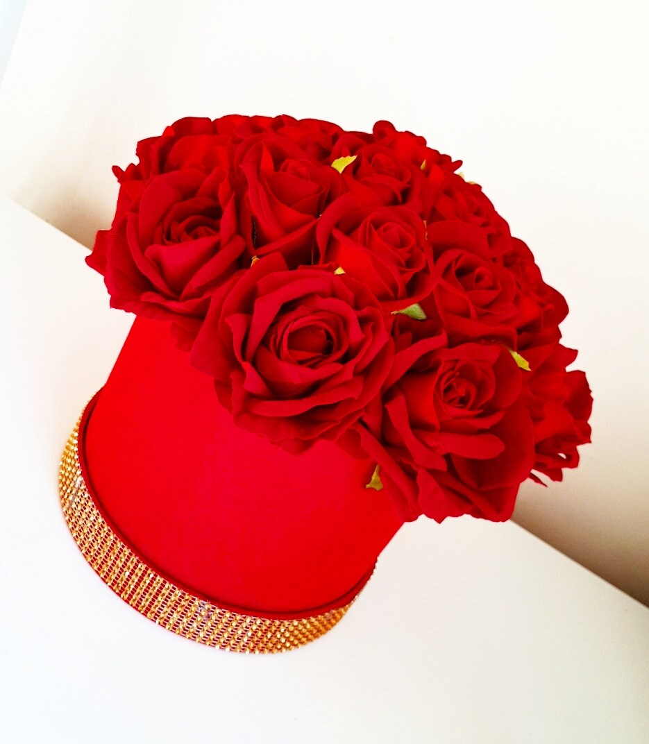 Luxury Red Velvet Rose Hat Box for Home Decor 20 cm x 15 cm Etsy