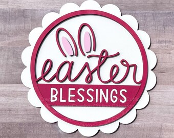 Easter Laser Cut file - Easter Glowforge SVG file - Easter Sign SVG - Easter Blessings SVG -  Laser Cut File - Easter Round SVg- Easter PNg