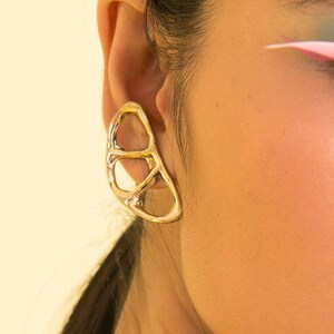 MAMAKOOL Irregular earrings, handmade artisan stud earrings, Big Avant Garde ,Unique Statement Earrings image 4