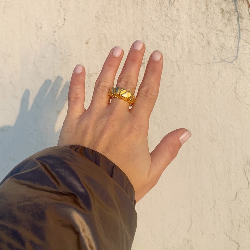 MAMAKOOL Gold Chunky Organic Big Band Ring, Minimalist Heavy Statement, Gold Vermeil High Quality Jewelry image 7