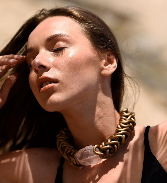 ハンドメイドステートメントジュエリー チョーカーネックレス 『花