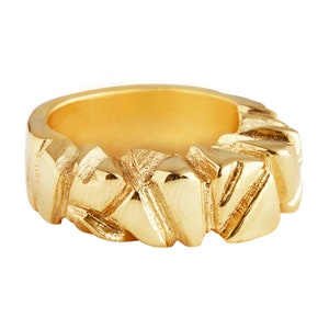 MAMAKOOL Gold Chunky Organic Big Band Ring, Minimalist Heavy Statement, Gold Vermeil High Quality Jewelry image 3
