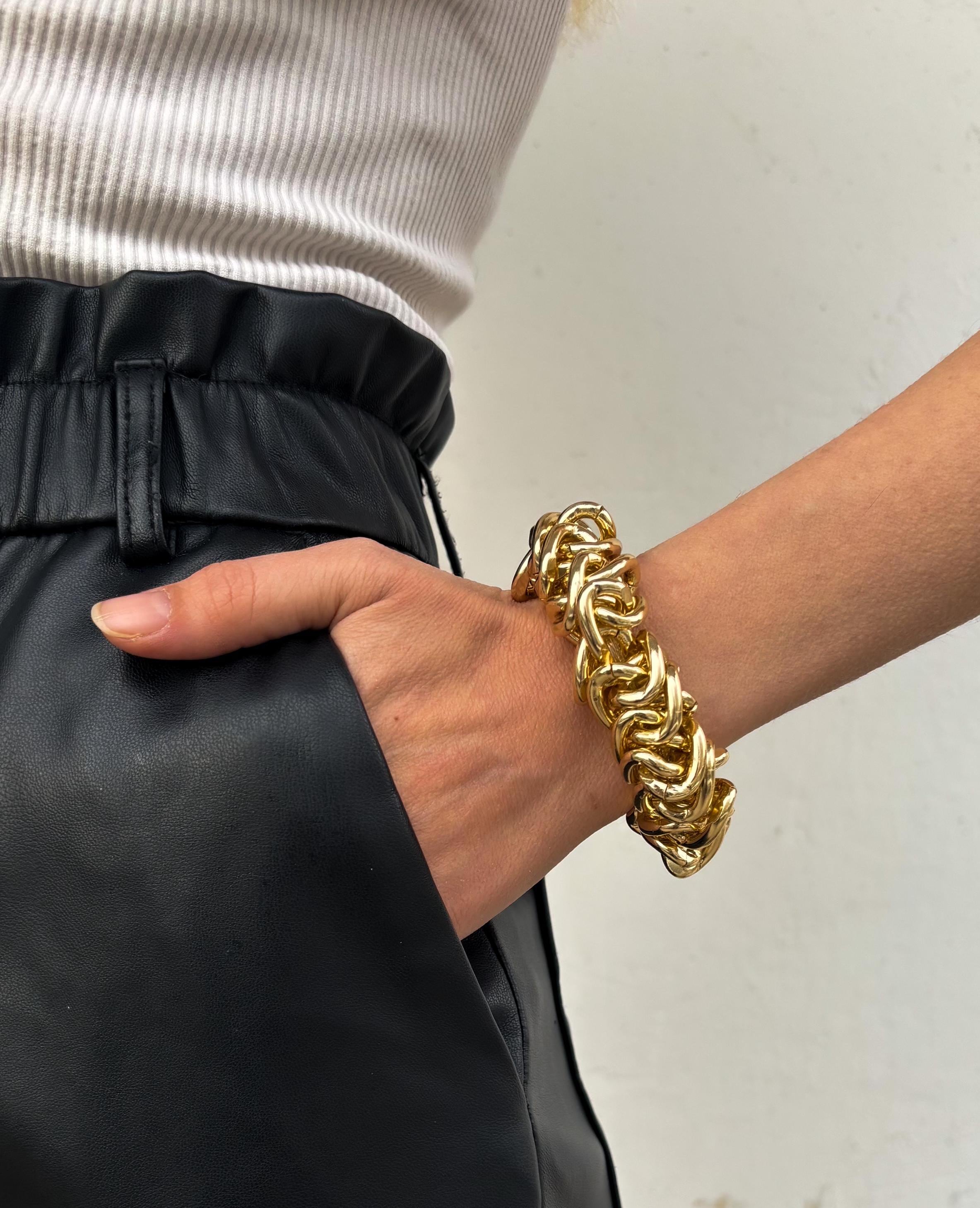 【VINTAGE HOLLYWOOD】Square Bold Chain Bracelet Chunky Gold Chain Bracelet | Bold Minimalist Jewelry for