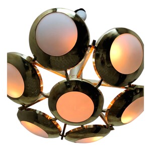 Mid Century Modern Brass Sputnik Chandelier - 7 Dome Ceiling Fixture image 4