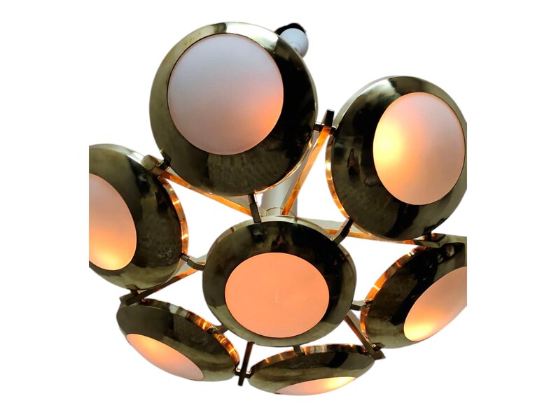 Mid Century Modern Brass Sputnik Chandelier - 7 Dome Ceiling Fixture image 4