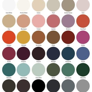 May include: A color chart with 36 paint color swatches. The colors range from white to black and include shades of red, orange, yellow, green, blue, and purple.
