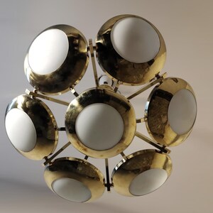 Mid Century Modern Brass Sputnik Chandelier - 7 Dome Ceiling Fixture image 10