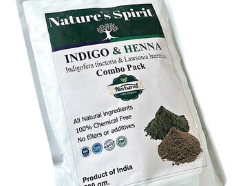 Pure Natural Henna & Indigo Combo Powder- Jumbo 500g XL Pack (250g each powder)Triple Filtered 100% -For Natural Black Hair Dye