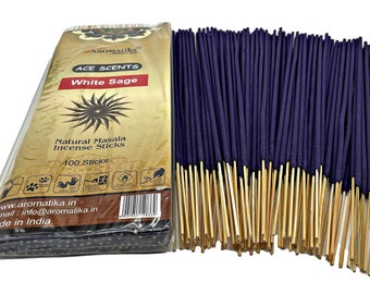 Natural White Sage Incense Sticks-Premium Indian Masala Joss 35 Mins + Per Stick