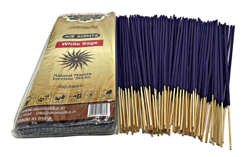 Natural White Sage Incense Sticks-Premium Indian Masala Joss 35 Mins Per Stick image 1