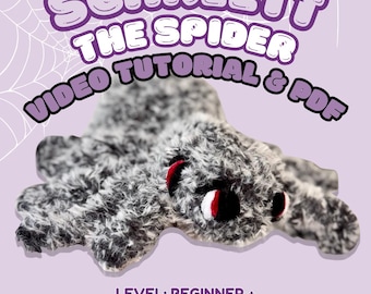Chunky Knit Spider Plushie Pattern, Hand Knitting Pattern PDF File, Video Tutorial, Stuffie, Intermediate, Jumbo Chenille Yarn, Halloween
