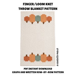 Chunky Finger Knit Pumpkin Patch Fall Autumn Throw Blanket Graph Grid Pattern, Loom Pattern PDF file, Instant Download