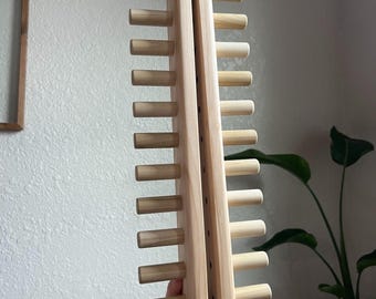 Telar para tejer mantas gruesas a mano, regalo para mamá, esposa, abuela, hija, 7 hilos, hecho a mano, madera, ganchillo, portátil, plegable