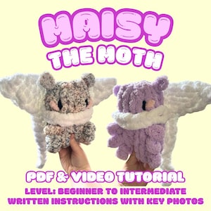 Bichinho de Pelúcia Maisy, a Mariposa, Padrão de Tricô à Mão com Fio Grosso em PDF, Tutorial em Vídeo, Bichinho de Pelúcia, Nível Intermediário, Fio de Chenille Jumbo, Faça Você Mesmo uma Mariposa Luna