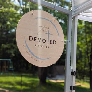 Magnetic Canopy Tent Sign Holder Bracket with Unfinished Birch Wooden Sign, Vendor Display, Craft Fair, Farmers Market Booth, Free US Ship