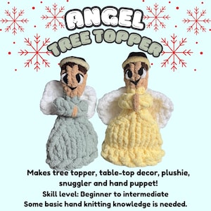 Chunky Knit Angel Tree Topper & Plushie Pattern, Hand Knitting Pattern PDF File, Video, Christmas Stuffie