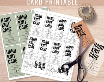 Chunky Knit Blanket Care Card Printable, Hand Knit Wash Instructions Tag Digital Download, Chenille Polyester Care Tags, PNG and PDF Files
