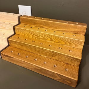 4-Tier Pen Display Stand – 28-Hole Solid Wood Holder for Craft Fairs, Vendor Booths & Markets – Fits Silicone Beaded Pens – Free US Shipping