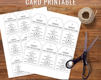 Chunky Knit Blanket Care Card Printable, Wash Instructions Tag Digital Download, Chenille Polyester Tags, PNG and PDF Files