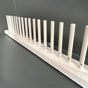 Wooden 1/2” Peg Loom Weaving Tool for Rugs, Blankets, Wool, Plastic Bag, Weave Looming, Handmade, Fiber Art, Roving, 46” Folding